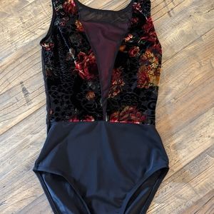Audition Dance wear, adult small, black with floral velvet details